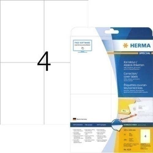 Bild von Herma 4229 Etiketten (A4) 105 x 148mm Papier, matt Weiß 100 St. Permanent Korrektur-Etiketten