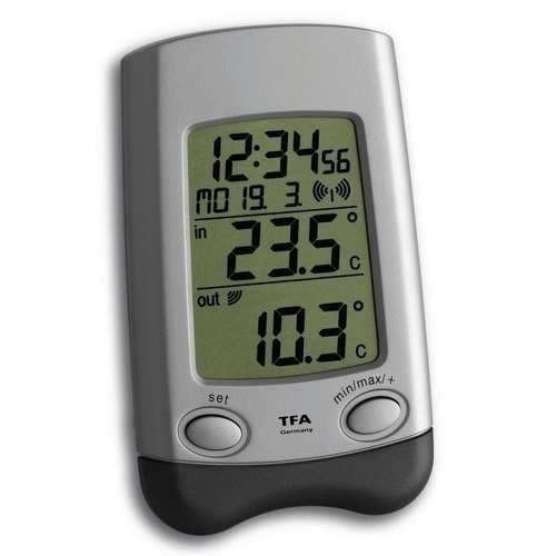 Bild von tfa® Digital-Funkthermometer, Breite: 7 cm, Temperaturbereich: -40 bis 60 °C - silberfarben