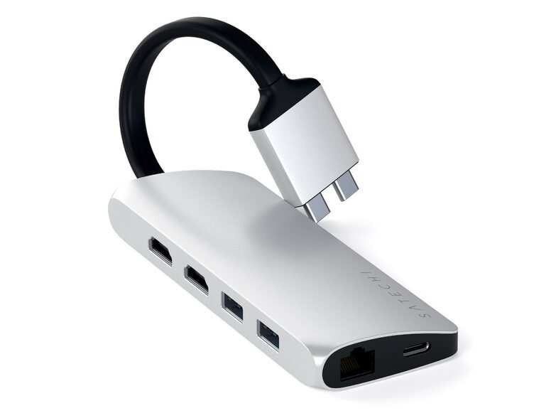 Bild von Satechi Type-C Dual Multimedia Adapter mit HDMI | Kartenslot und USB-3.0 in Silber