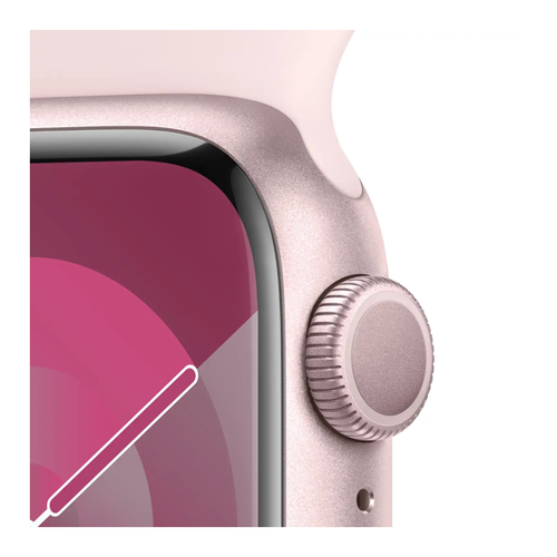 Bild von AppleWatch S9 Aluminium Cellular 45mm Rosé (Sportarmband hellrosa) M/L