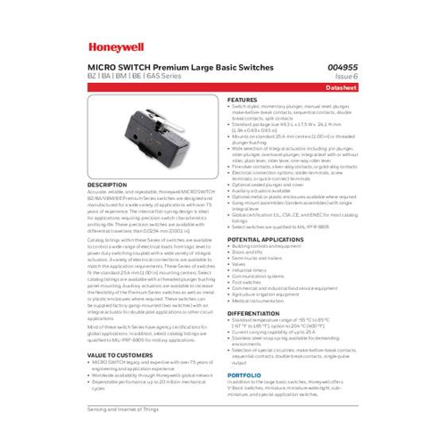 Bild von Honeywell SPS BZ-7RW82132T-S Schnappschalter – Zuverlässigkeit und Qualität