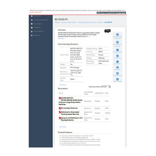 Bild von Honeywell SPS BZ-R169-P5 Schnappschalter
