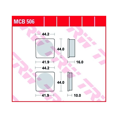 Bild von TRW Lucas Bremsbeläge organisch MCB506  44,2/41,9x44x10/16mm