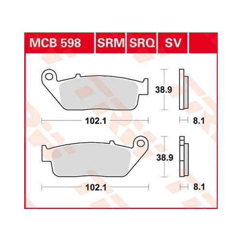 Bild von TRW Lucas Bremsbeläge Sintermetall Street MCB598SV 102,1x38,9x8,1mm