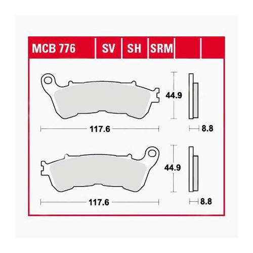 Bild von TRW Lucas Bremsbeläge Sintermetall Scooter MCB776SRM 117,6x44,9x8,8mm