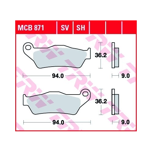 Bild von TRW Lucas Bremsbeläge Sintermetall Street MCB871SV 94x36,2x9mm