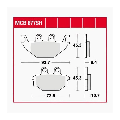 Bild von TRW Lucas Bremsbeläge Sintermetall Street MCB877SH 93,7/72,5x45,3x8,4/