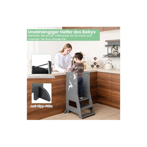 Bild von COSTWAY Stehhilfe, 2 in 1 Kinder Tritthocker höhenverstellbar