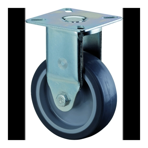 Bild von Bockrolle Gummirad blaugrau Gleitlager Ø 75 mm – BS Rollen