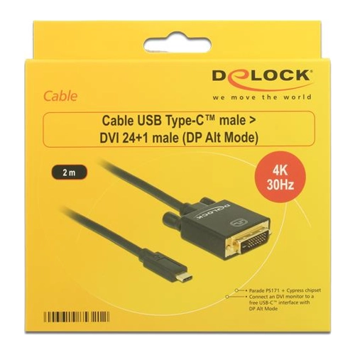 Bild von Delock USB Type-C™ > DVI 24+1 (DP Alt Mode) 2m