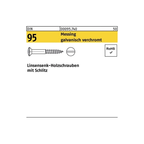 Bild von Reyher Schraube 200er Pack Holzschraube 6 x 45 DIN 95 Linsensenkkopf Schlitz Messing