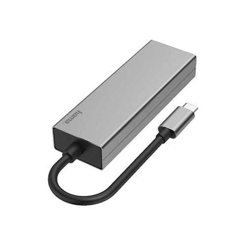 Bild von USB-C-Multiport 4 Ports 2x USB-A, USB-C, LAN/Ethernet grau