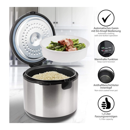 Bild von ONVAYA Reiskocher 1,2 Liter aus Edelstahl