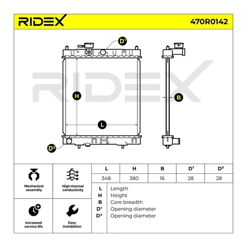 Bild von RIDEX Kühler 470R0142 – Zuverlässige Motorkühlung für NISSAN MICRA II (K11)