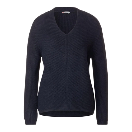 Bild von STREET ONE V-Ausschnitt-Pullover mit Rippenstruktur