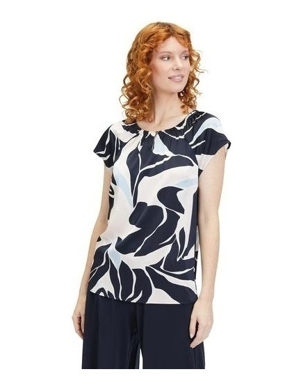 Bild von Betty Barclay Damen Kurzarm Bluse dark blue rose 40