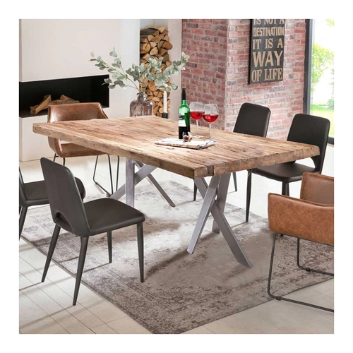 Bild von Altholztisch in Teak und Altsilberfarben - Industry und Loft Stil