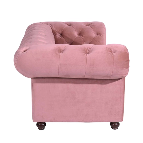 Bild von Rosa Zweiersofa Chesterfield aus Samtvelours – Eleganz trifft Komfort