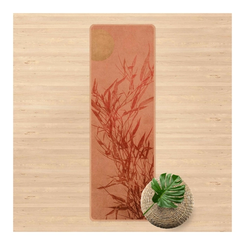 Bild von Yogamatte Kork Goldene Sonne mit Rosa Bambus