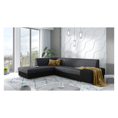 Bild von 99rooms Ticino Ecksofa Kunstleder MADRYT Strukturstoff BERLIN Schwarz Links ohne