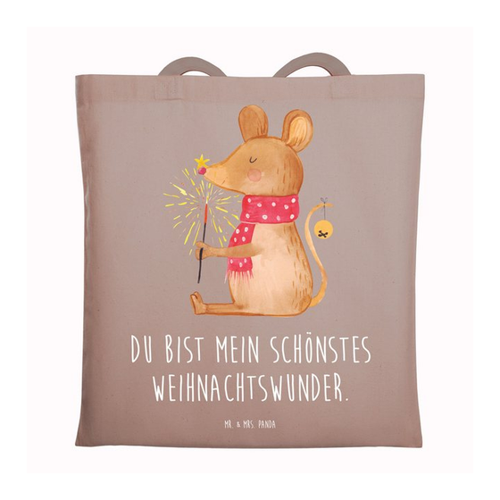 Bild von Mr. & Mrs. Panda Tragetasche Maus Weihnachten - Braun Pastell