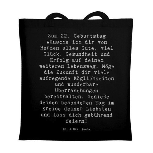 Bild von Mr. & Mrs. Panda Tragetasche Spruch 22. Geburtstag - Schwarz