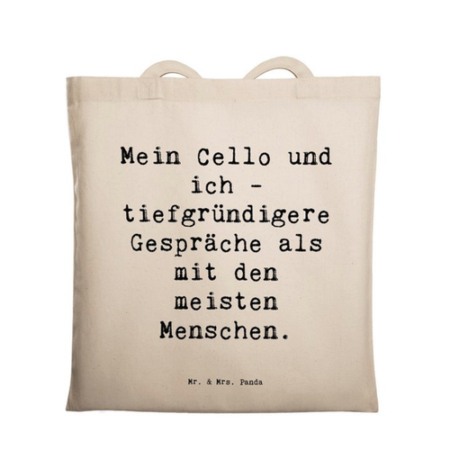 Bild von Mr. & Mrs. Panda Tragetasche Spruch Violoncello Gespräche - Transparent