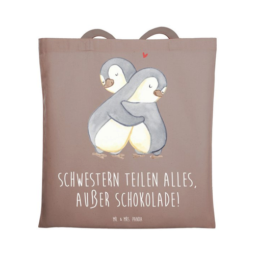 Bild von Mr. & Mrs. Panda Tragetasche Schwestern Liebe - Braun Pastell