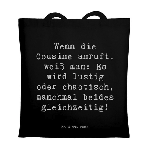 Bild von Mr. & Mrs. Panda Tragetasche - Schwarz mit Spruch für die Cousine