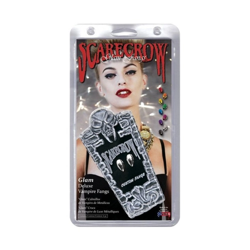 Bild von Scarecrow Vampirzähne Metallic Chrom - Stylische Eckzähne für Fans von Gothic und Metal