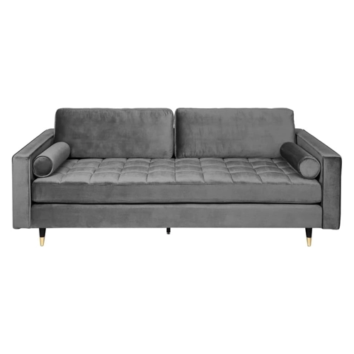 Bild von Modernes 3er Sofa 220cm Comfort in Grau aus Samt