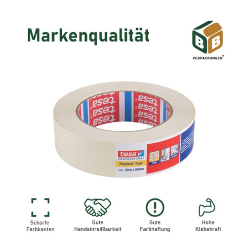 Bild von tesa Klebeband Kreppband PP 64014 (12-St) - Ein zuverlässiger Partner für Malerarbeiten
