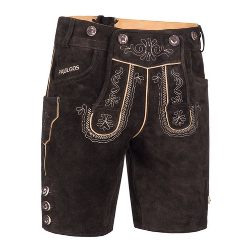 Bild von PAULGOS Trachtenhose Herren Lederhose Kurz mit Trägern 100% Echtleder - HK2