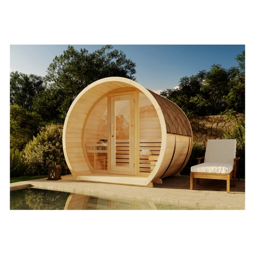 Bild von FinnTherm Fasssauna Luna S - Innovative Entspannung im Garten