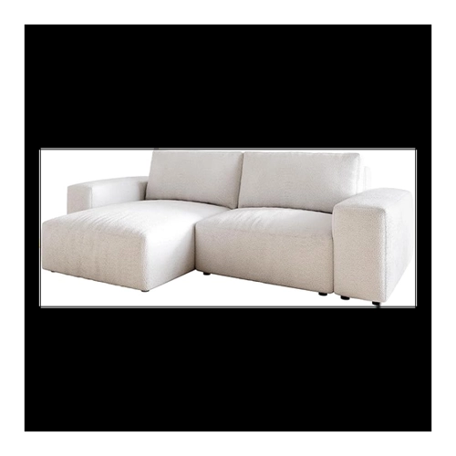 Bild von Ecksofa Lanzo L 260x160 cm Bouclé Creme-Weiß Recamiere variabel