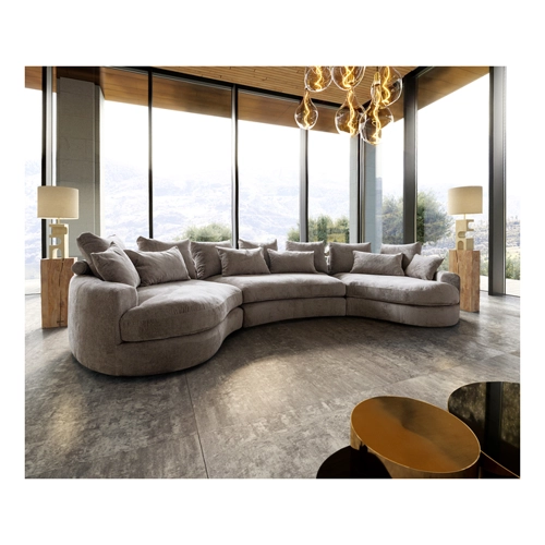 Bild von Megasofa Estrea 410x155 cm Webstoff Taupe Rundsofa