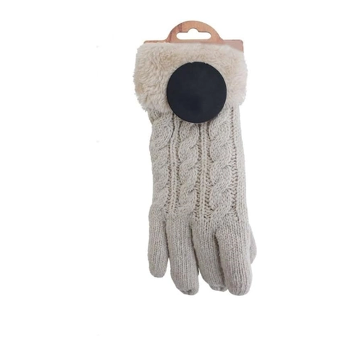 Bild von Gefütterte Strickhandschuhe | Teddy Winterhandschuhe mit Strickmuster | Super Soft mit Strickoptik [Beige]