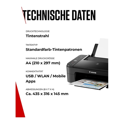 Bild von Canon PIXMA TS3355 schwarz - Multifunktionsdrucker für Zuhause