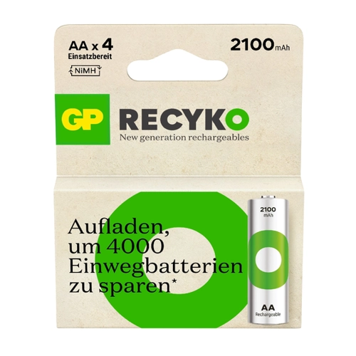 Bild von GP ReCyKO NiMH Akku Mignon, AA, HR06 1,2V/2100mAh, 4 Stück