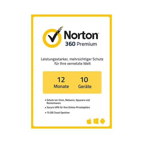 Bild von NortonLifeLock Norton 360 Premium - 10 Geräte / 1 Jahr, ESD (Download),