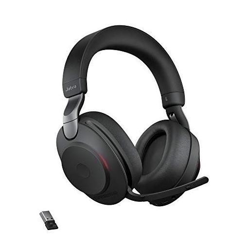 Bild von Jabra Evolve2 85 Wireless PC Headset with Charging Stand– Noise Cancelling UC Certified Stereo Headphones With Long-Lasting Battery – USB-A Bluetooth Adapter – Black