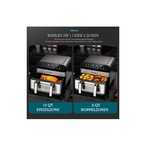 Bild von WILGOON Heißluftfritteuse 2 Kammern – Innovatives Kochen für die ganze Familie