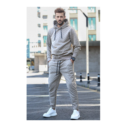Bild von Madmext Braunes Basic-Trainingsanzug-Set mit Kapuze für Herren