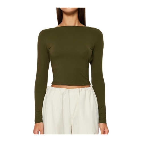 Bild von Trendyol Women's Damen Gerade Lange Ärmel Schlank Die Bluse Blouse in Khaki