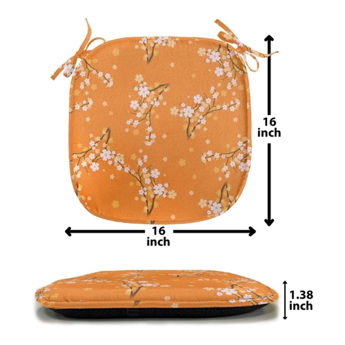 Bild von ABAKUHAUS Ethnisch Polster für Esszimmerstühle, Oriental Blumenstrudel, Dekoratives wasserfestes Kissen mit Riemen für Küchensitze, 40 cm x 40 cm, Dunkelblau Grau Vermilion, Abakuhaus Stuhlkissen Dekoratives wasserfestes Kissen mit Riemen für Küchensitze, Ethnisch Oriental Blumenstrudel