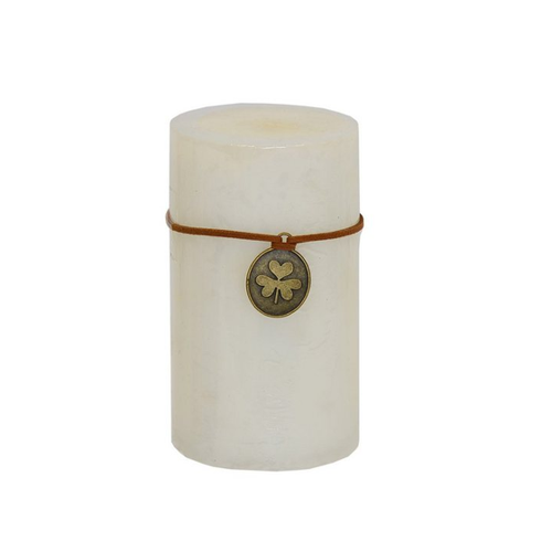 Bild von B&S Stumpenkerze Trendkerze durchgefärbt marmoriert weiss 13 x Ø 7 cm