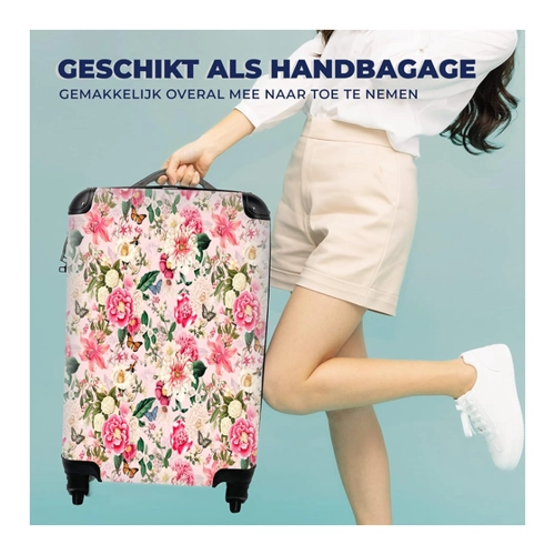 Bild von MuchoWow Handgepäckkoffer mit Blumen- und Insektenmuster