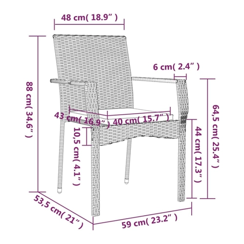 Bild von vidaXL Gartenstühle mit Kissen 2 Stk. Poly Rattan Grau, Modellnummer 319882