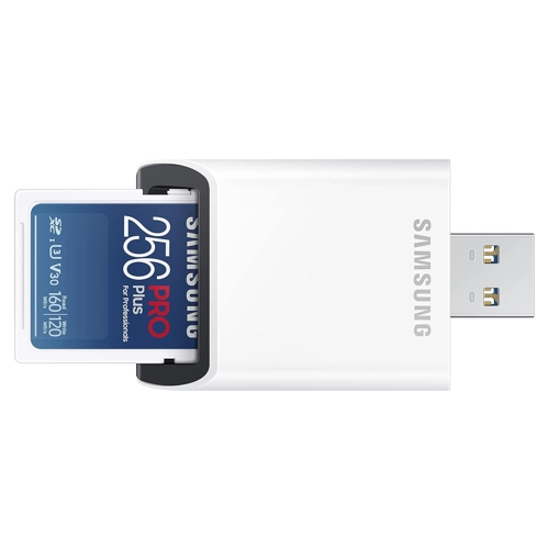 Bild von Samsung PRO Plus SDXC Speicherkarte 256GB mit USB-Kartenleser