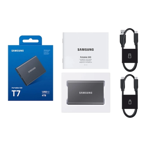 Bild von Samsung Portable SSD T7 4TB Grau Externe Solid-State-Drive, USB 3.2 Gen 2x1